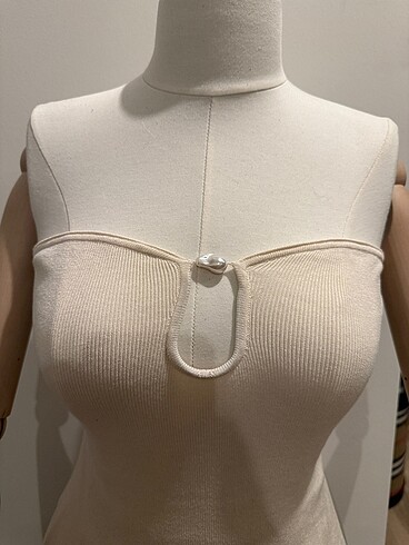 H&M İnci Detaylı Straplez Triko - Görsel 2