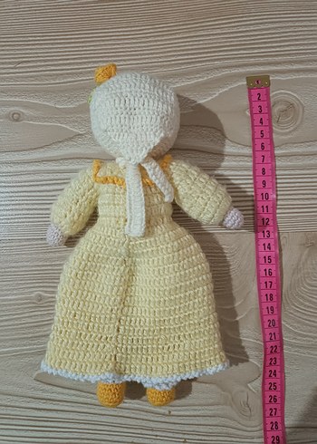 Sarı Elbise Örgü amigurumi Bebek Oyuncak - Görsel 2