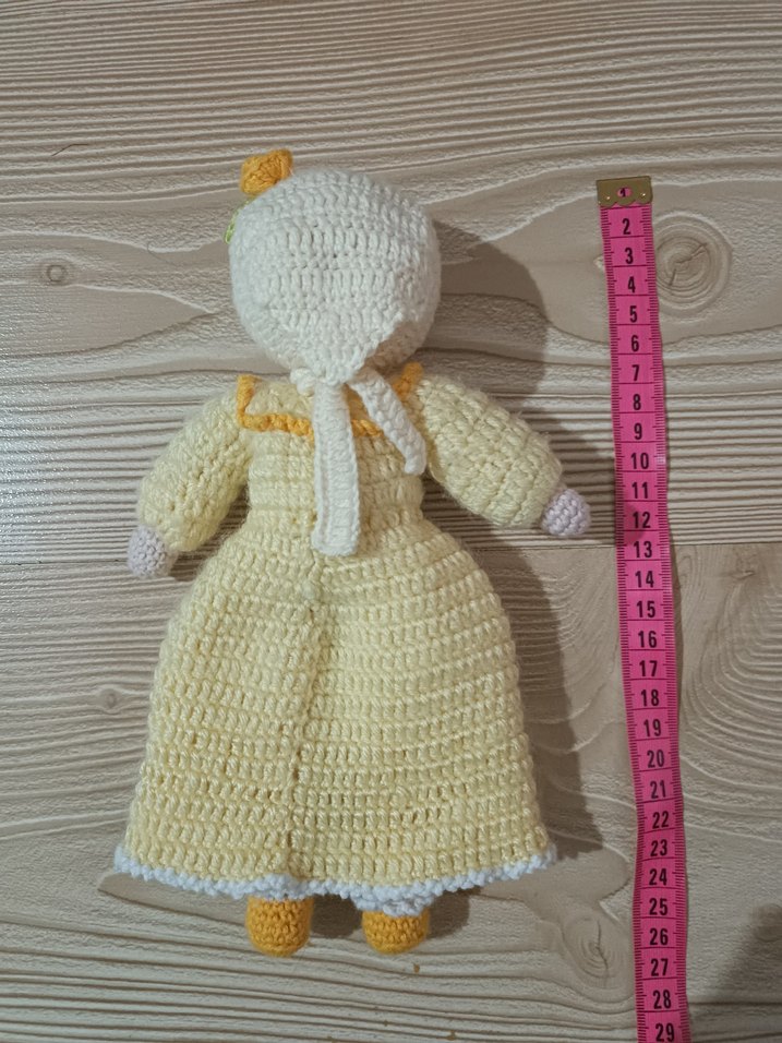 Sarı Elbise Örgü amigurumi Bebek Oyuncak - Görsel 2