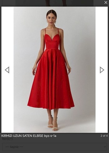 Kırmızı Drapeli Uzun Abiye Elbise - Görsel 2