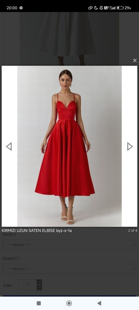 Kırmızı Drapeli Uzun Abiye Elbise - Görsel 2