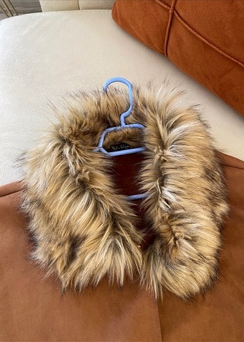 Kahverengi Süet Ponço Kürk Detaylı - Görsel 2