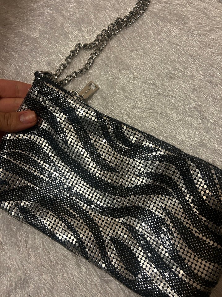 Zebra Desenli Zincir Askılı Gri Kadın Çanta - Görsel 2