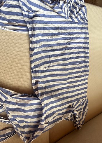 Çizgili Kemerli Mini kruvaze gömlek - Görsel 5