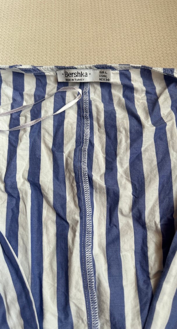 Çizgili Kemerli Mini kruvaze gömlek - Görsel 3