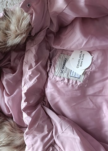 Kürk Detaylı Pembe Kadın Kışlık Mont - Görsel 6