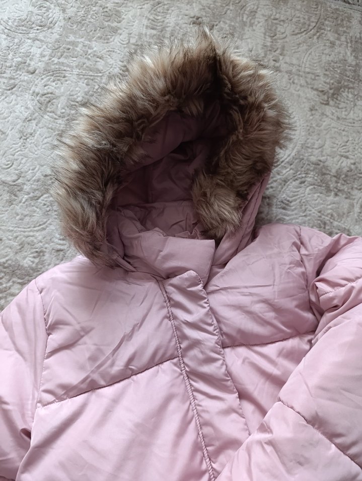 Kürk Detaylı Pembe Kadın Kışlık Mont - Görsel 2