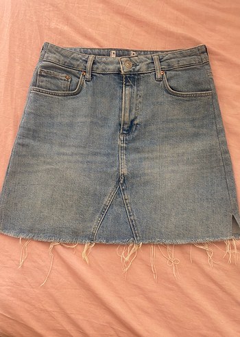 Paige Acik Mavi Denim Mini Etek