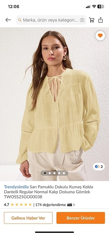 Butter yellow keten üst