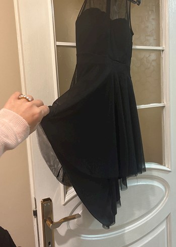 Siyah Straplez Uzun Gotik Abiye Elbise - Görsel 3