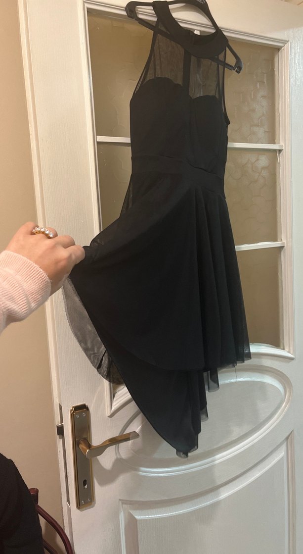 Siyah Straplez Uzun Gotik Abiye Elbise - Görsel 3