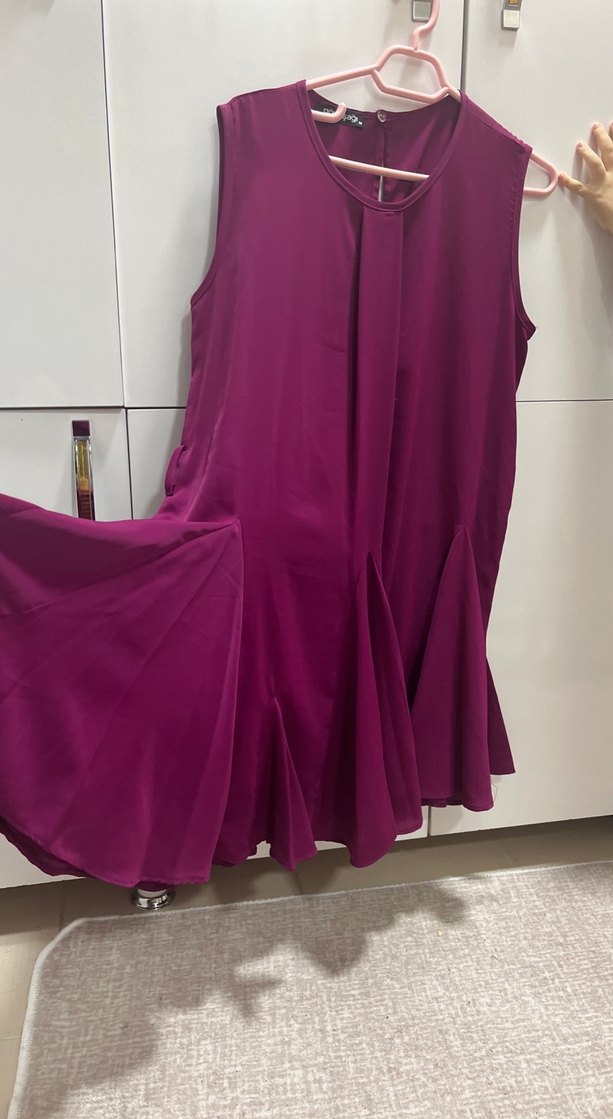 Mor Midi Elbise bol kesim xl kadar olur - Görsel 2