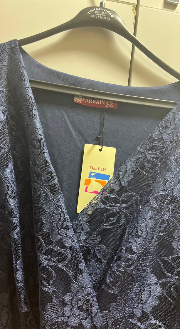 Lacivert Dantel Detaylı Bohem Uzun Elbise - Görsel 5