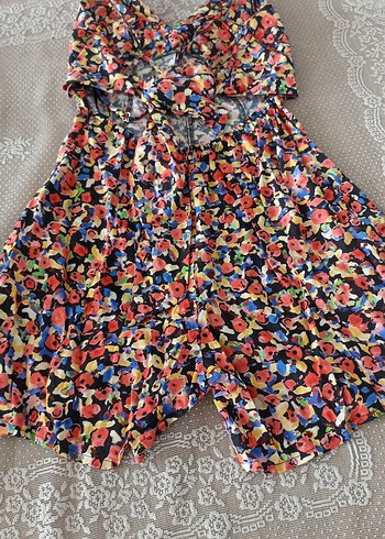 Renkli Straplez Kısa Kadın Tulum - Görsel 4