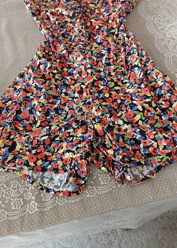 Renkli Straplez Kısa Kadın Tulum - Görsel 2