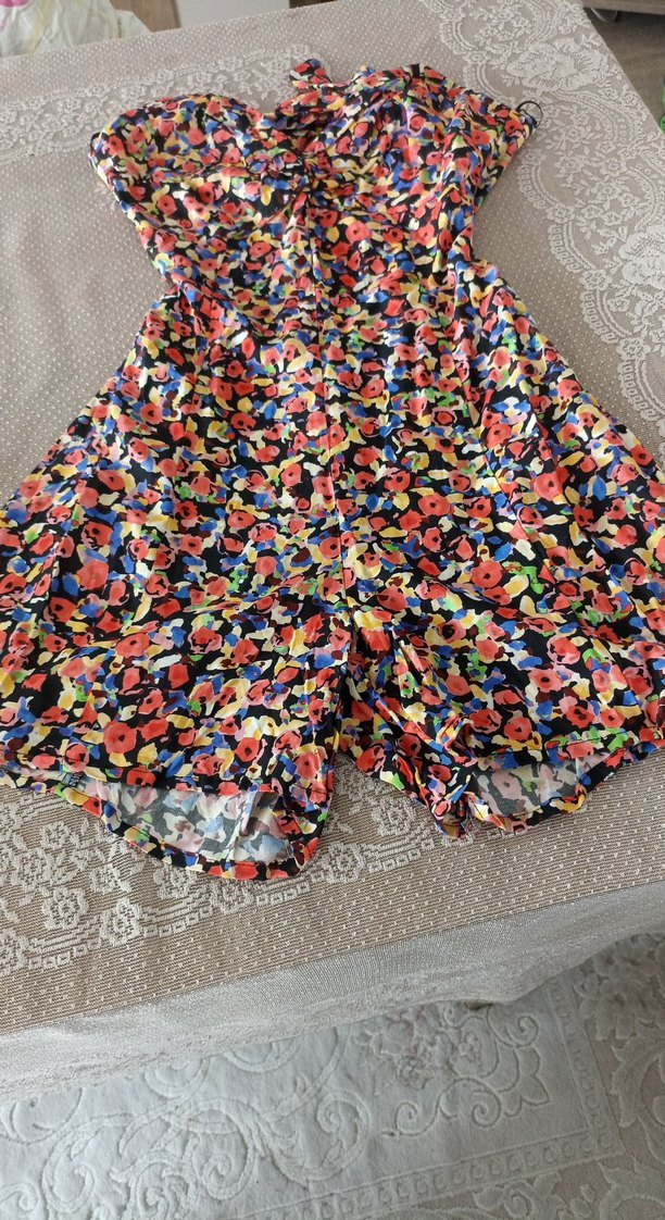 Renkli Straplez Kısa Kadın Tulum - Görsel 2