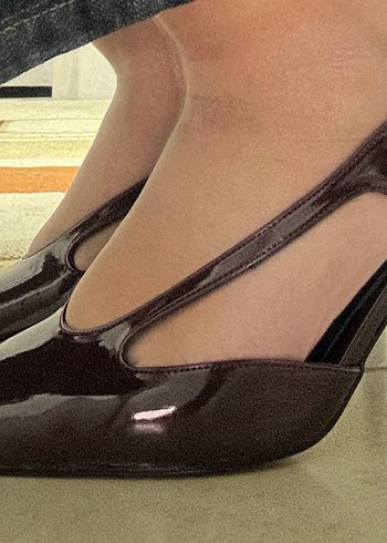 Bordo Rugan Tokalı Stiletto Kadın Ayakkabı - Görsel 3