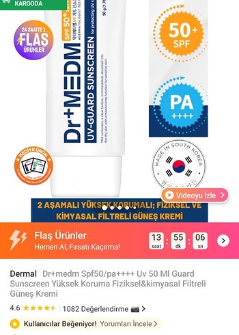 Dermal Dr+medm SPF50+ PA++++ Güneş Kremi 50 ml