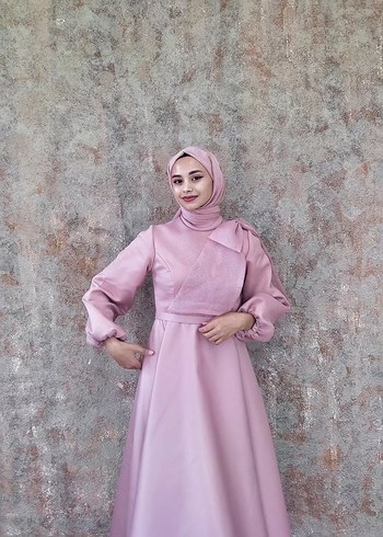 Abiye Pembe Drapeli Kadın Abiye