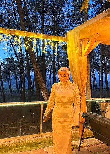 Manuka Mila Taşlı Bej Abiye - Görsel 5