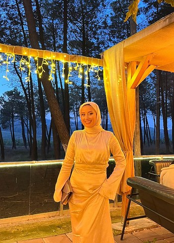 Manuka Mila Taşlı Bej Abiye - Görsel 8