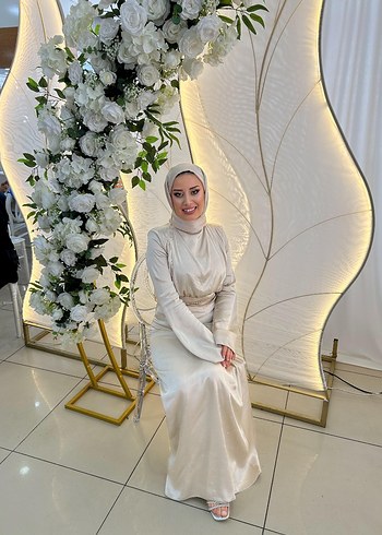 Manuka Mila Taşlı Bej Abiye - Görsel 3