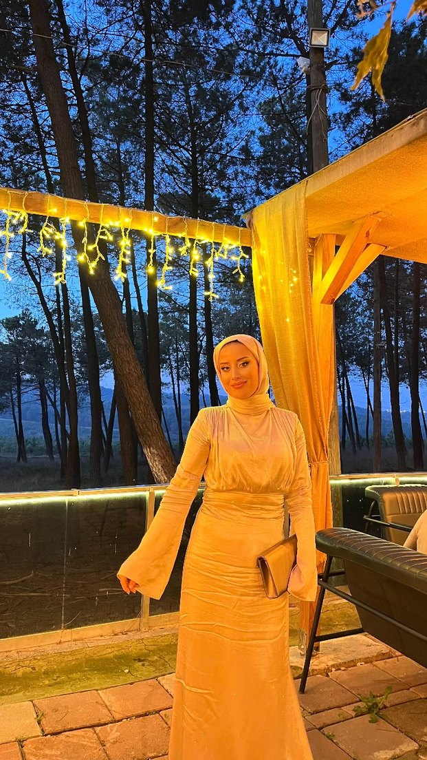 Manuka Mila Taşlı Bej Abiye - Görsel 2