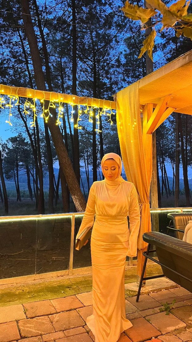 Manuka Mila Taşlı Bej Abiye - Görsel 5