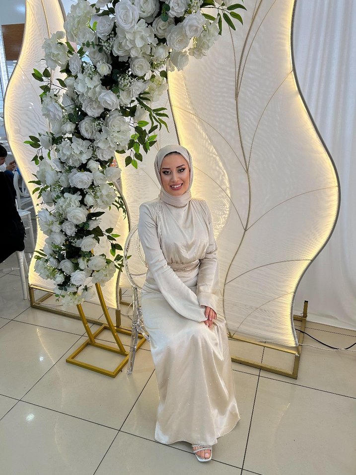 Manuka Mila Taşlı Bej Abiye - Görsel 3