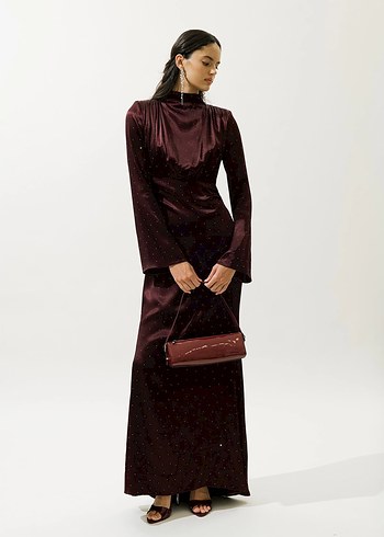 Manuka Bordo Mila Abiye - Görsel 5