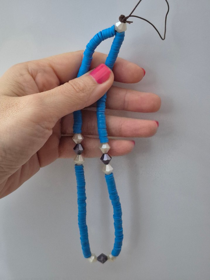 Boncuklu Turkuaz Telefon Askısı - Görsel 2