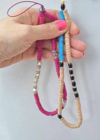 Renkli boncuklu Telefon Askısı - Görsel 2