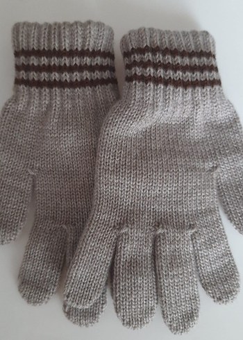 Bej Örgü kışlık Erkek Çocuk  Eldiven - Görsel 2