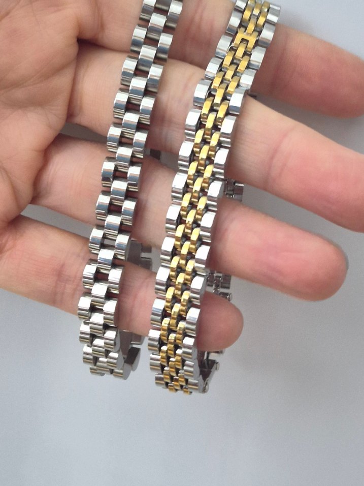 2 Renkli saat modeli çelik erkek bileklik - Görsel 2