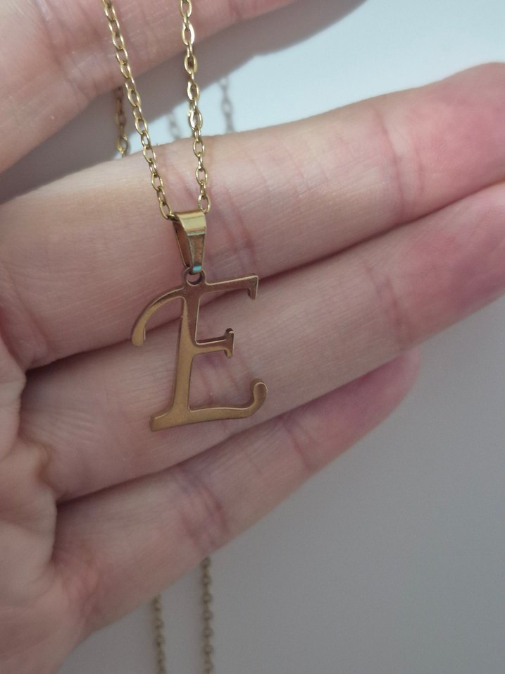 Altın Kaplama E Harfli Zincir Kolye - Görsel 2