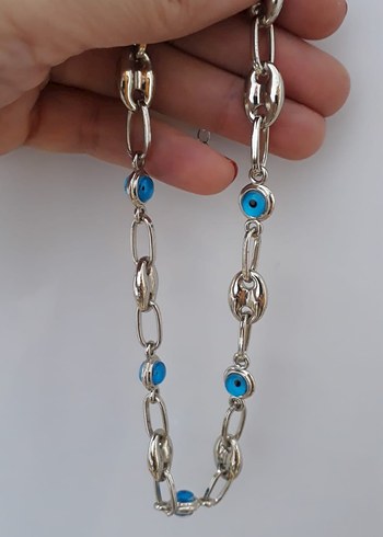 gümüş kaplama nazar boncuklu kadın kolye - Görsel 2