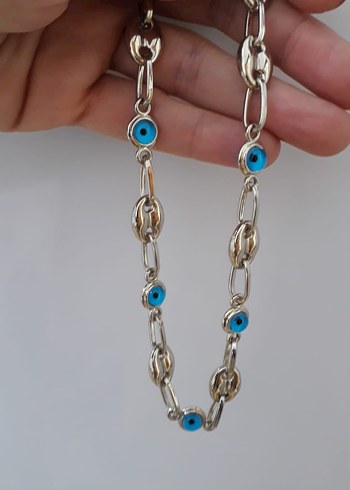 gümüş kaplama nazar boncuklu kadın kolye - Görsel 3