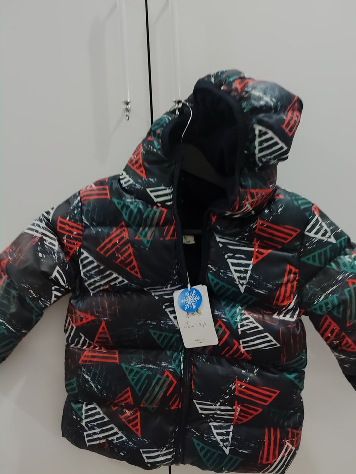 Kapüşonlu Fermuarlı Çok Renkli Erkek Çocuk Mont - Görsel 3