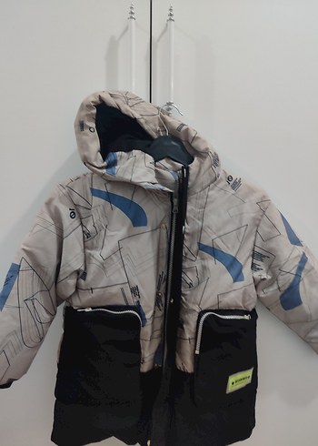 Erkek Çocuk Baskılı Fermuarlı Gri Mont - Görsel 4