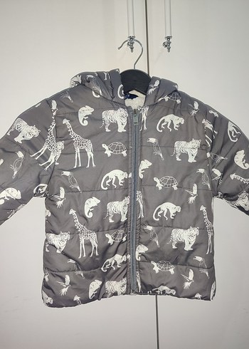 Gri Desenli Erkek Çocuk Kürklü Mont - Görsel 3