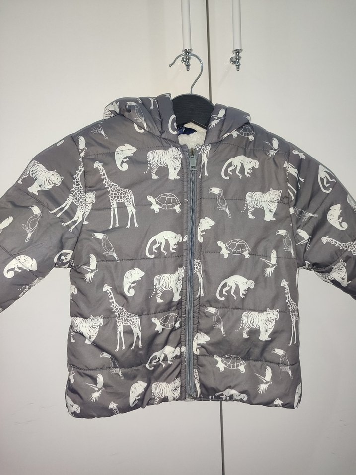 Gri Desenli Erkek Çocuk Kürklü Mont - Görsel 3