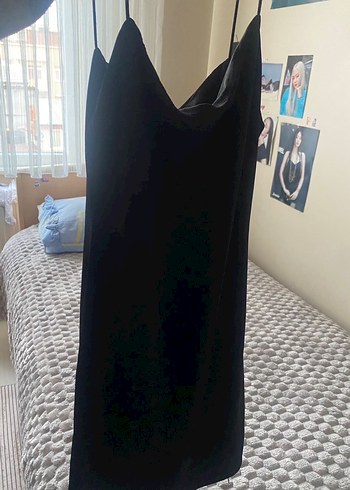 İp Askılı Mini Siyah Elbise - Görsel 2