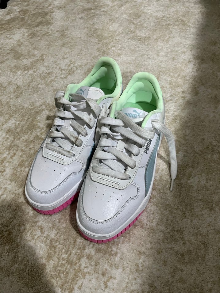 Beyaz Pembe Tabanlı Platform Spor Ayakkabı - Görsel 4