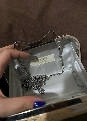 Bej Dantel İşlemeli Kadın Portföy Çanta - Görsel 3