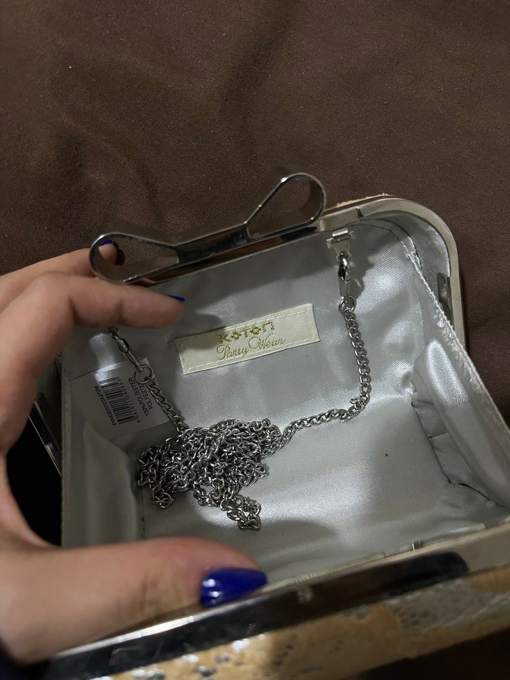 Bej Dantel İşlemeli Kadın Portföy Çanta - Görsel 3