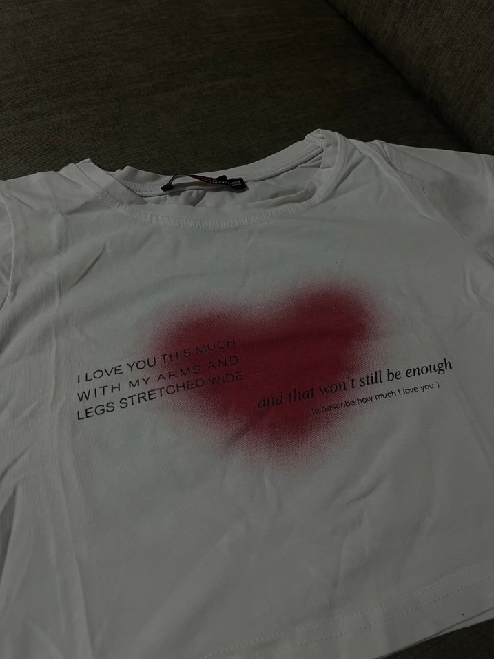 Kadın Beyaz Baskılı Kısa Kollu Tişört - Görsel 2