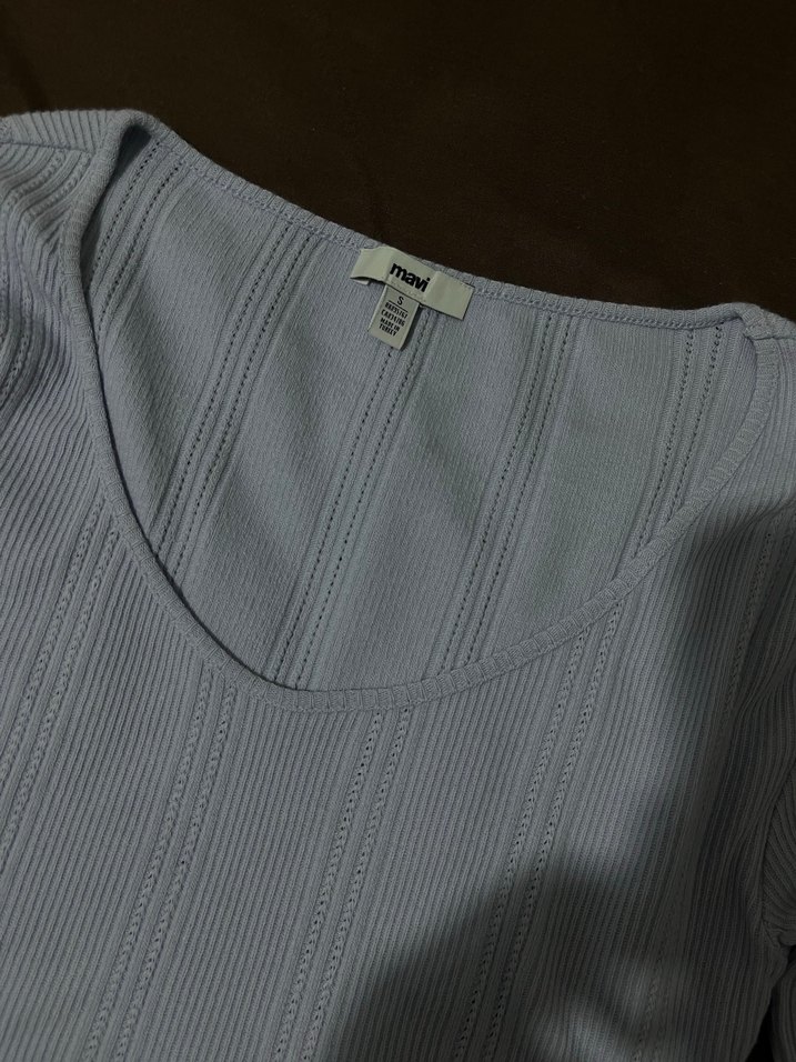 Lila V Yakalı Uzun Kollu Kadın Kazak - Görsel 2