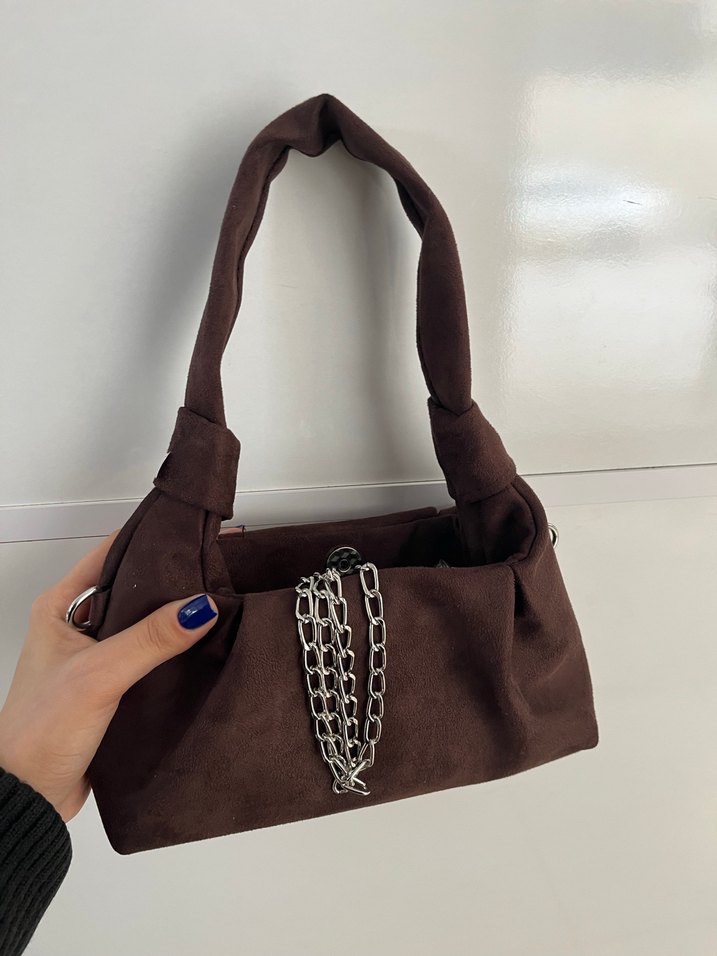 Kahverengi Süet Kadın Çanta - Görsel 3