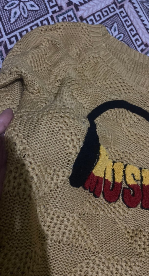 Müzik Desenli Örgü Kadın Kazak - Görsel 3