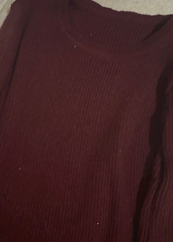 Bordo Kadın Triko Midi Elbise - Görsel 2